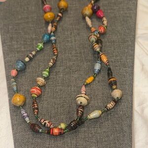 Colorful handmade paper bead necklace